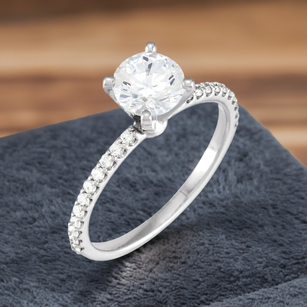 14K  1/5 CTW Natural Diamond Semi-Set Engagement Ring