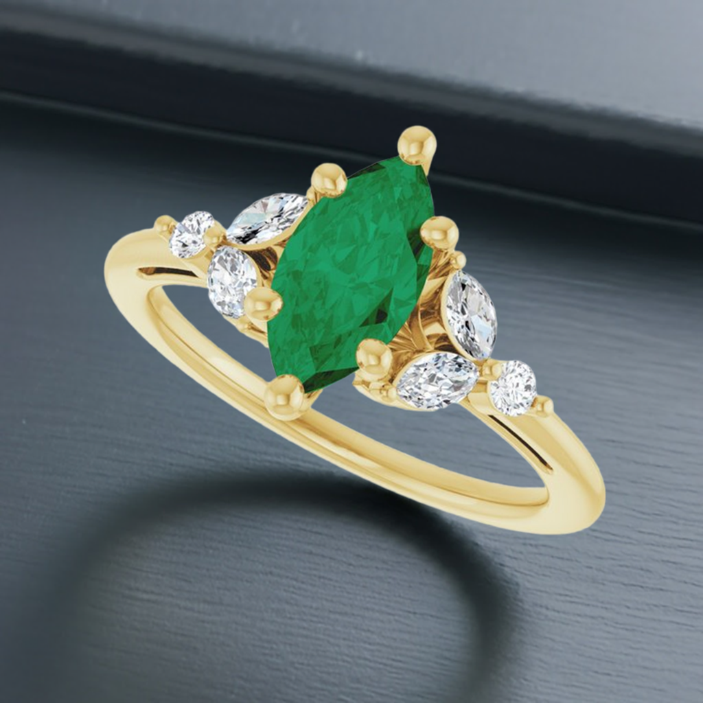 14K Yellow 10x5 mm Marquise 1 1/6 CTW Natural Diamond Semi-Set Engagement Ring 
124014:702:P