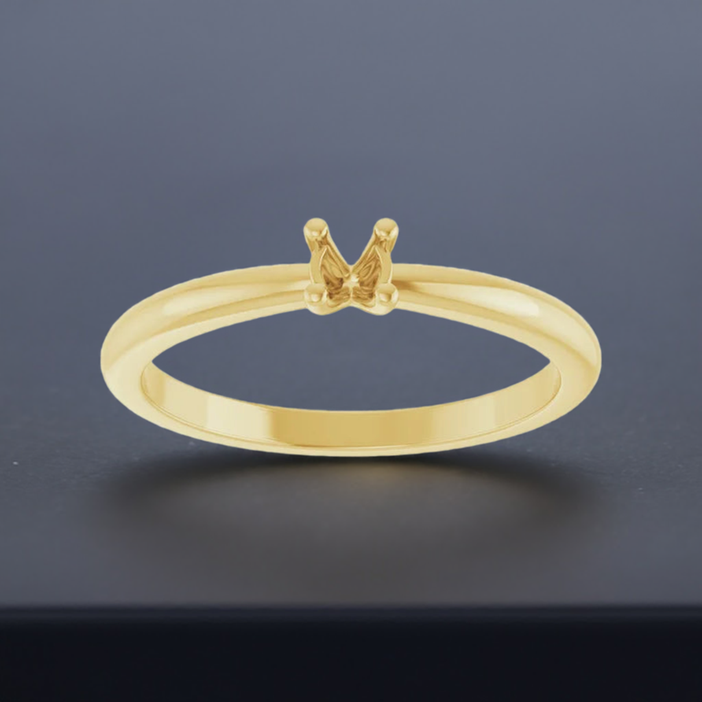 14K White 1-Stone  Ring Mounting