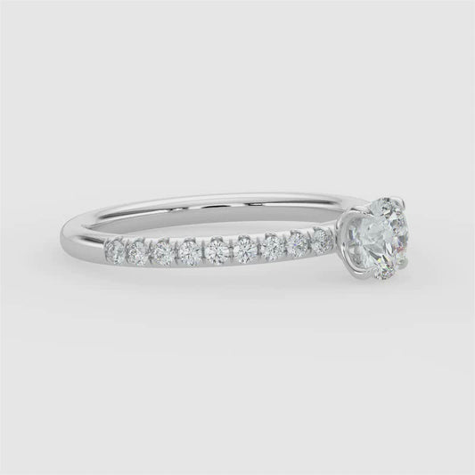 14KW 0.50 Ctw Classic Diamond Engagement Ring (0.30 Ctw Round Center)