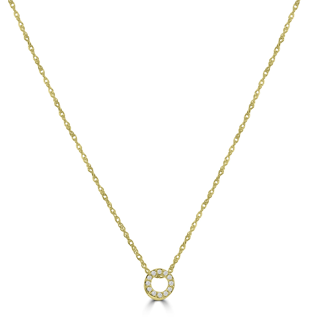 14KY 0.05 Ctw Diamond Circle Pendant with Chain
