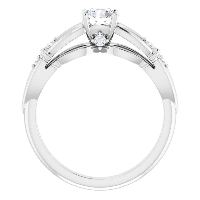 14K White Gold 5.2 mm Round 1/5 CTW Natural Diamond Set Engagement Ring 0.50 center Diamond Lab - Grown