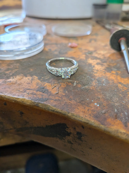 14KW Engagement Ring Accented